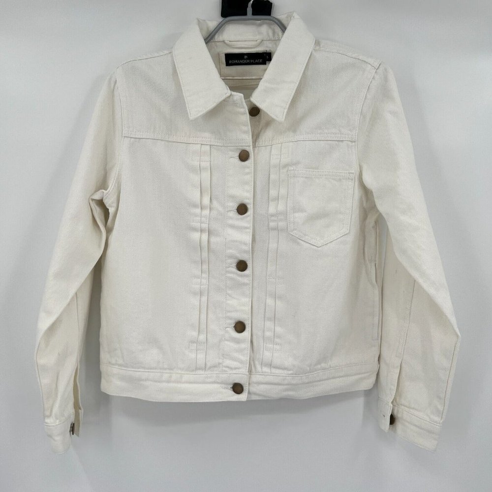 Pomander Place by Tuckernuck Women's White Denim Laurent Jean Jacket sz S NWOT